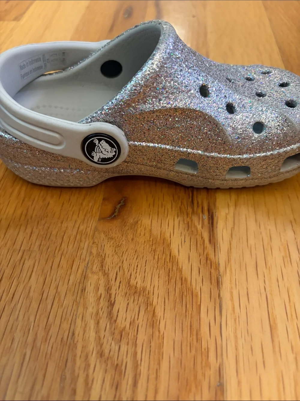 CROCS Kids Glitter Clogs in Silver